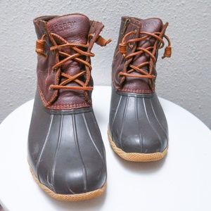 Sperry leather & rubber duck boots rain shoes sz. 10